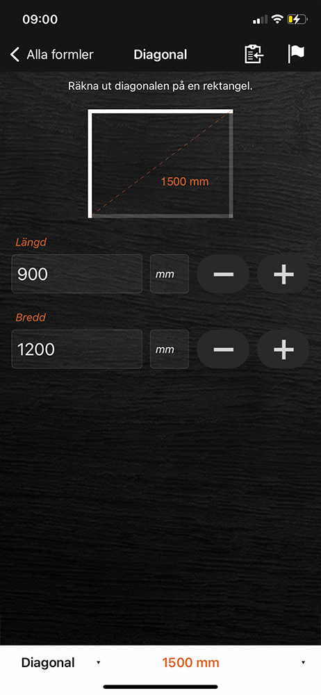 Verktyg i Snickarsnillet för att räkna ut diagonalen i en triangel